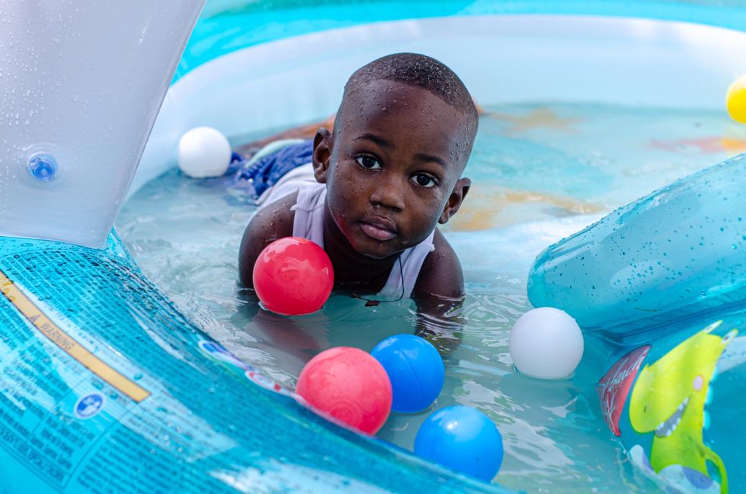 Swimming pool and playground activities
